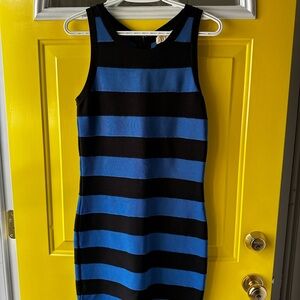 MICHAEL Michael Kors Striped Black and Blue Bodycon Dress